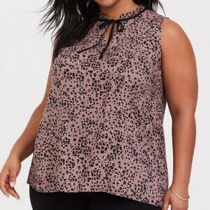 Torrid Brown Leopard Tie Neck Tank Blouse 3x
